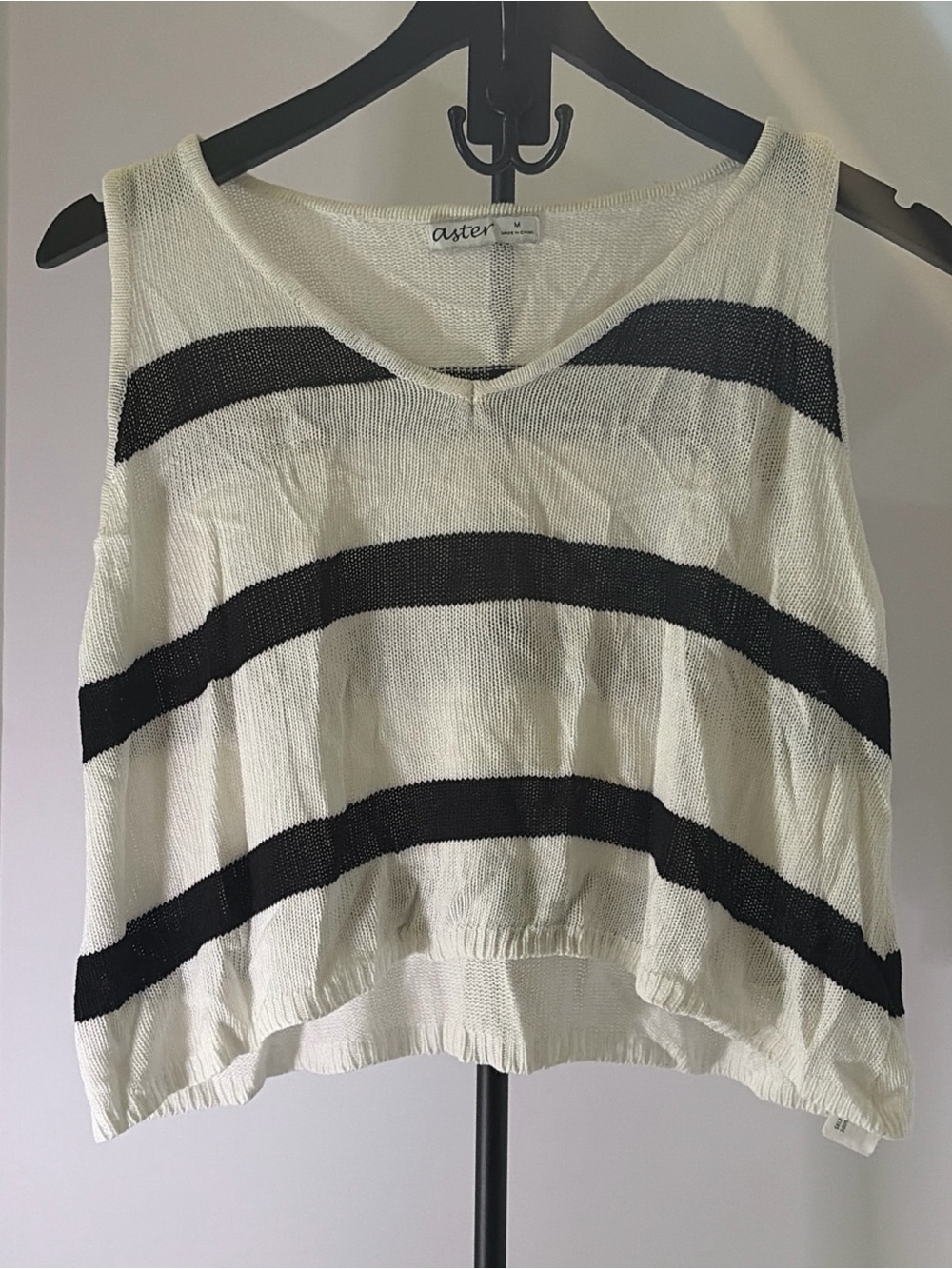Striped Cream & Black Knit Tank